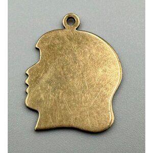 Vintage Silhouette Necklace Pendant Girls Head 12K Gold Filled Blank Child Bust